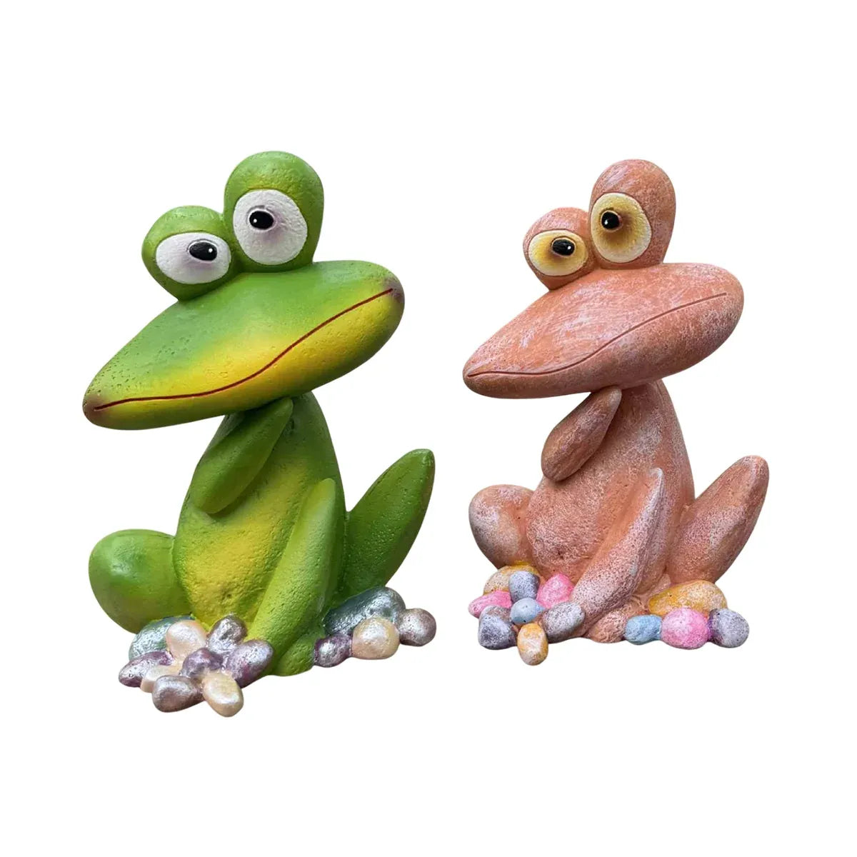Outdoor Garden Frog Ornament Lawn Statue Animal Decor Resin Craft Sculpture - Green