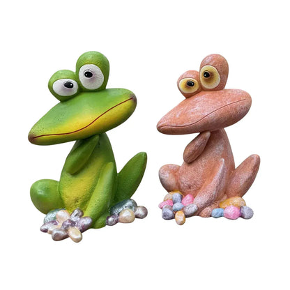 Outdoor Garden Frog Ornament Lawn Statue Animal Decor Resin Craft Sculpture - Green