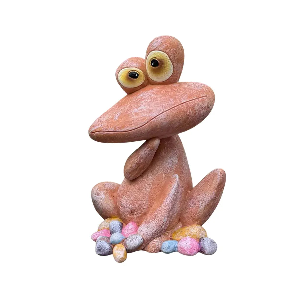Outdoor Garden Frog Ornament Lawn Statue Animal Decor Resin Craft Sculpture - Orange
