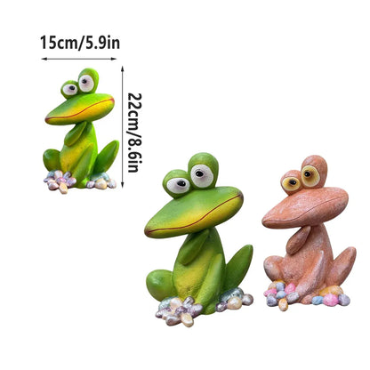 Outdoor Garden Frog Ornament Lawn Statue Animal Decor Resin Craft Sculpture - Orange