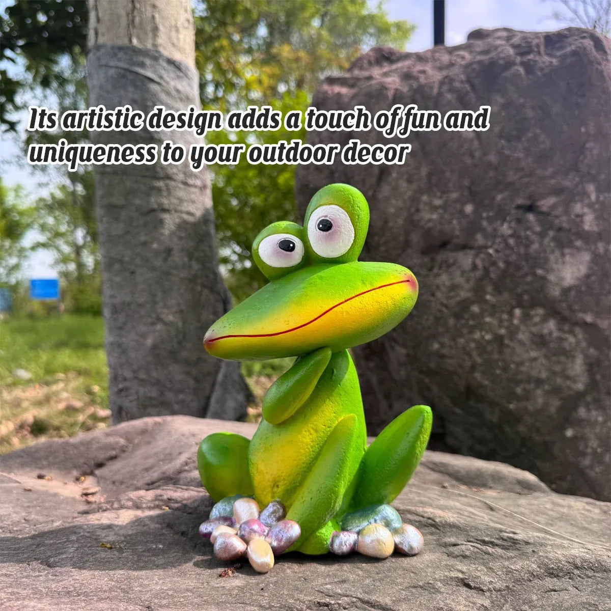 Outdoor Garden Frog Ornament Lawn Statue Animal Decor Resin Craft Sculpture - Orange