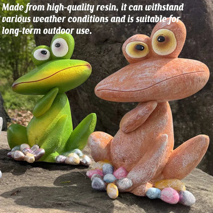 Outdoor Garden Frog Ornament Lawn Statue Animal Decor Resin Craft Sculpture - Orange