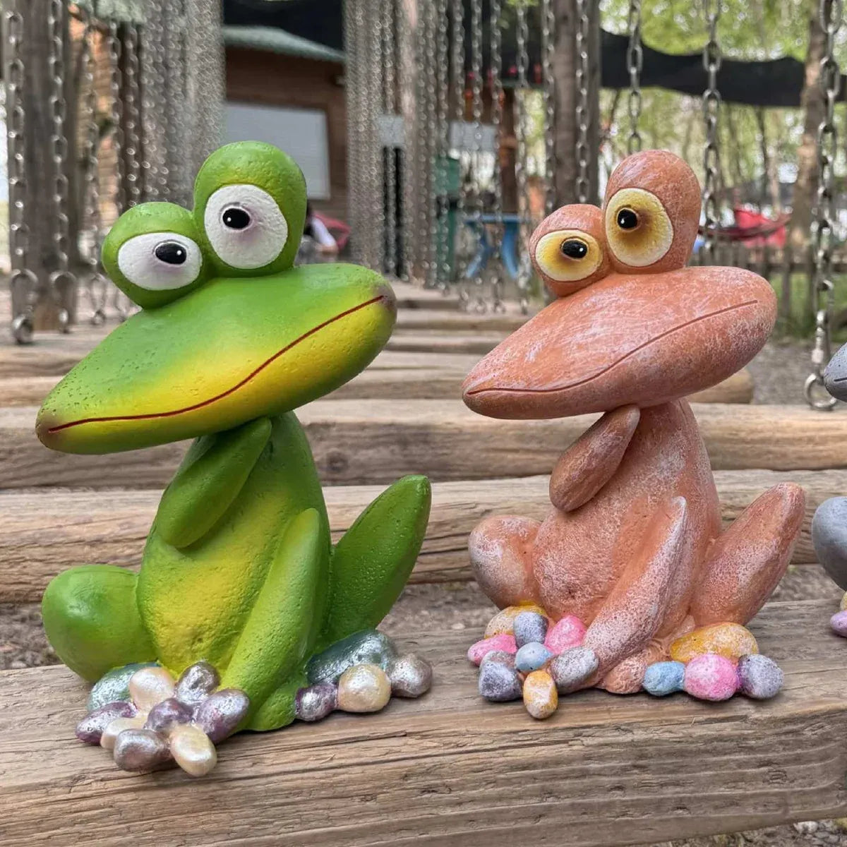 Outdoor Garden Frog Ornament Lawn Statue Animal Decor Resin Craft Sculpture - Orange