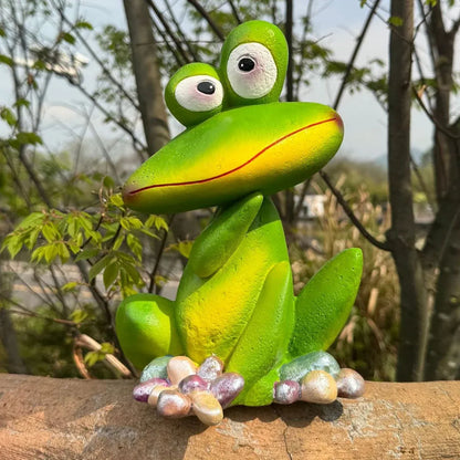 Outdoor Garden Frog Ornament Lawn Statue Animal Decor Resin Craft Sculpture - Orange