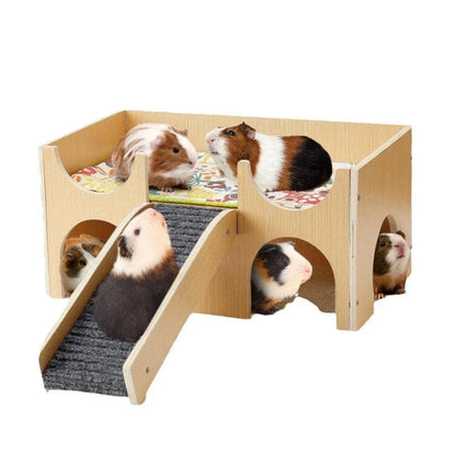 Natural-Finish Small Pet House with Ramp - 1 Piece