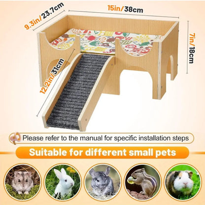 Natural-Finish Small Pet House with Ramp - 1 Piece