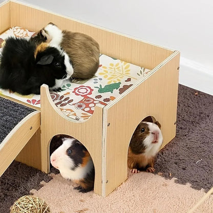 Natural-Finish Small Pet House with Ramp - 1 Piece