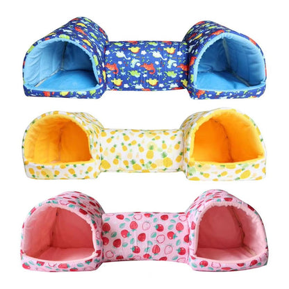 Small Pet Hamster Nest House Cotton Tunnel Comfortable Bedding for Hamsters - Pink