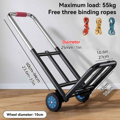 Folding Hand Trolley Heavy Duty Solid Wheel or Stair Climber Tri Wheel for Moving - Flat Ground