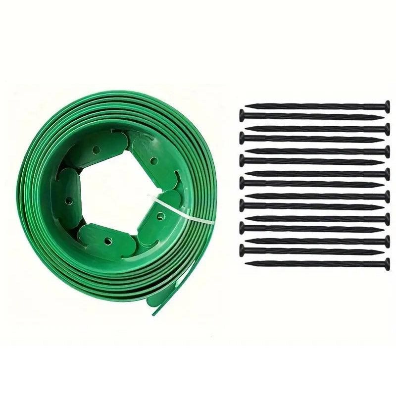 L Shaped Garden Edging Border Grass and Stone Landscape Barrier Retaining Strip - Green