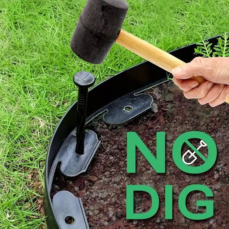 L Shaped Garden Edging Border Grass and Stone Landscape Barrier Retaining Strip - Green