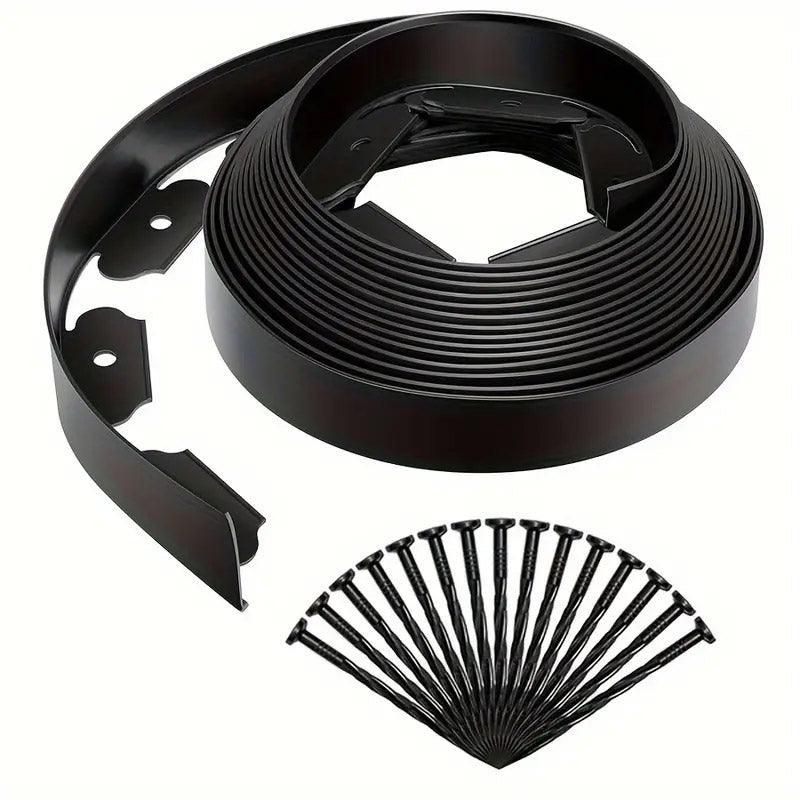 L Shaped Garden Edging Border Grass and Stone Landscape Barrier Retaining Strip - Green
