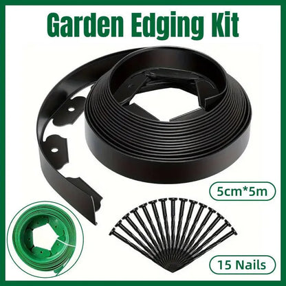 L Shaped Garden Edging Border Grass and Stone Landscape Barrier Retaining Strip - Green