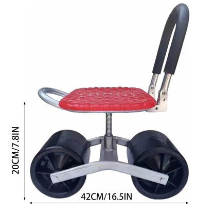 Greenhouse Garden Mobile Wheeled Stool Sturdy Durable Non Slip Seat Easy to Move