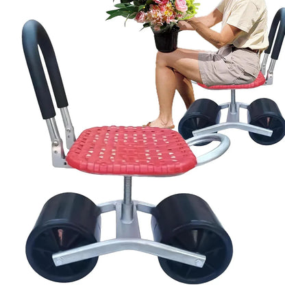 Greenhouse Garden Mobile Wheeled Stool Sturdy Durable Non Slip Seat Easy to Move