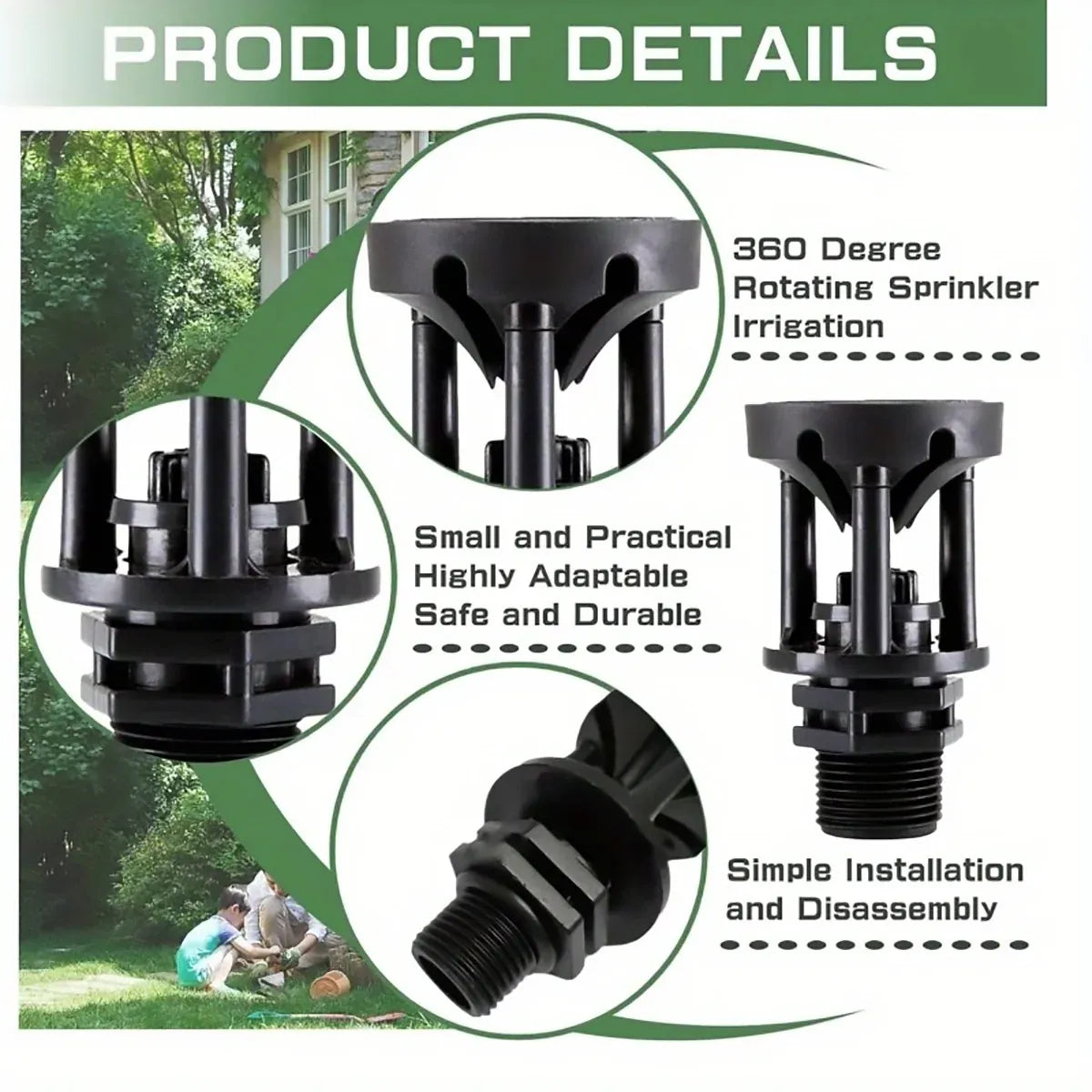 10pcs Atomizing Nozzles Water Spray Heads for Lawn Garden Green Belts Irrigation - 1/2 inch