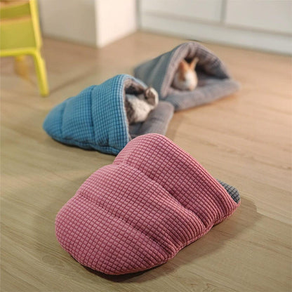 Pet Kennel Sleeping Bag Semi Enclosed Bed for Small Animals Cats and Puppies - Grey