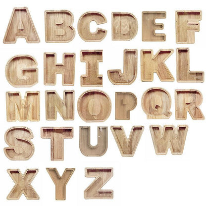 Wooden Piggy Bank Funny Letter or Guitar Coin Saving Money Box A–Z Gift Idea - S