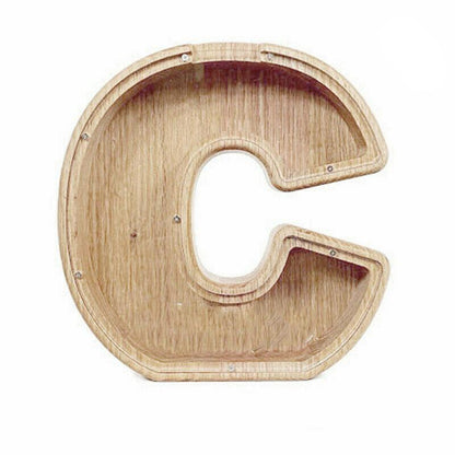 Wooden Piggy Bank Funny Letter or Guitar Coin Saving Money Box A–Z Gift Idea - S