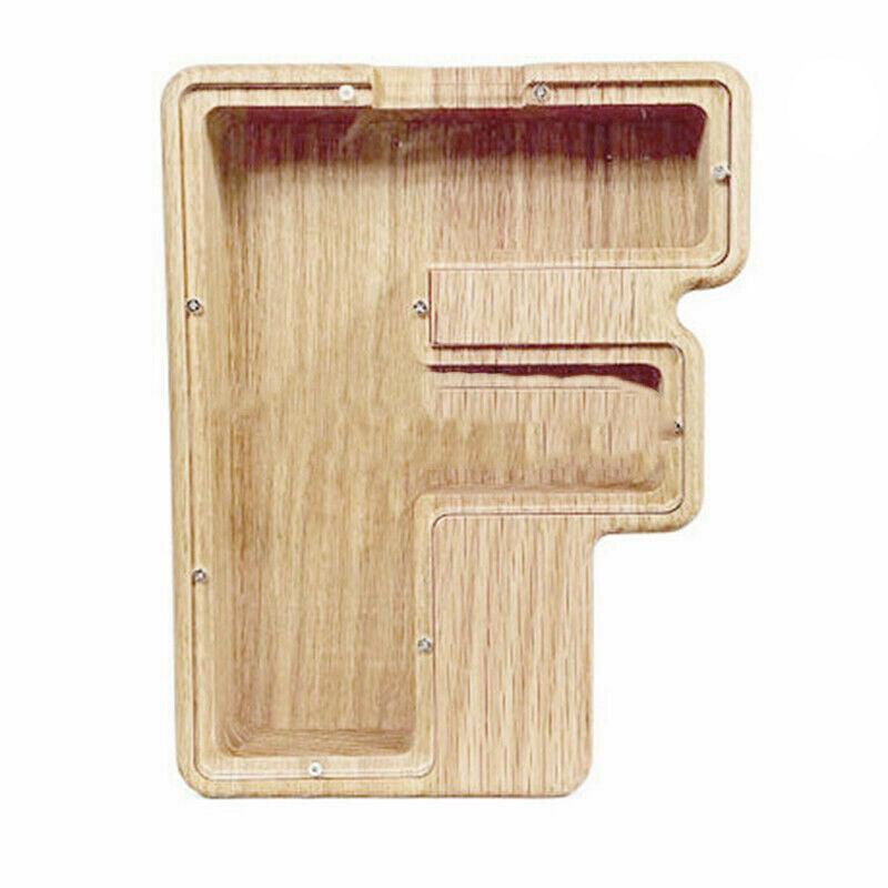 Wooden Piggy Bank Funny Letter or Guitar Coin Saving Money Box A–Z Gift Idea - S