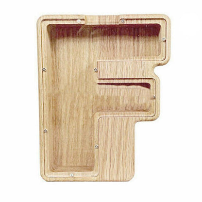 Wooden Piggy Bank Funny Letter or Guitar Coin Saving Money Box A–Z Gift Idea - S