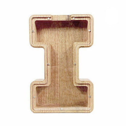 Wooden Piggy Bank Funny Letter or Guitar Coin Saving Money Box A–Z Gift Idea - S