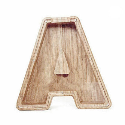 Wooden Piggy Bank Funny Letter or Guitar Coin Saving Money Box A–Z Gift Idea - Y