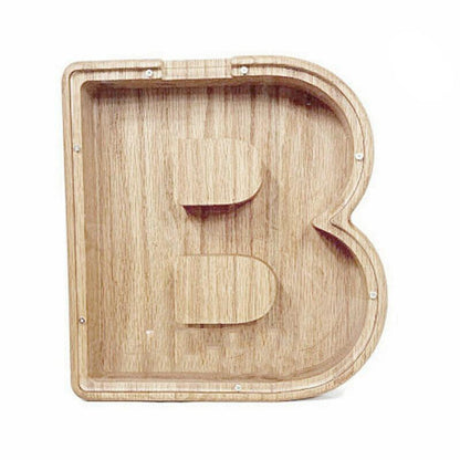 Wooden Piggy Bank Funny Letter or Guitar Coin Saving Money Box A–Z Gift Idea - Y