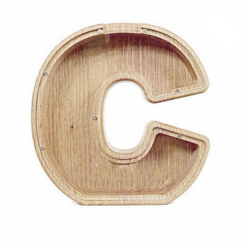 Wooden Piggy Bank Funny Letter or Guitar Coin Saving Money Box A–Z Gift Idea - Y