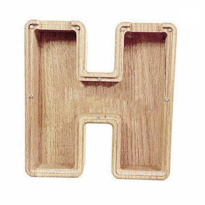 Wooden Piggy Bank Funny Letter or Guitar Coin Saving Money Box A–Z Gift Idea - Y