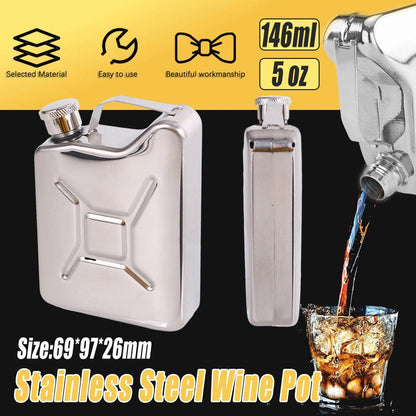 146ml Portable Outdoor Camping Oil Can Thick Stainless Steel Fuel Bottle Flask