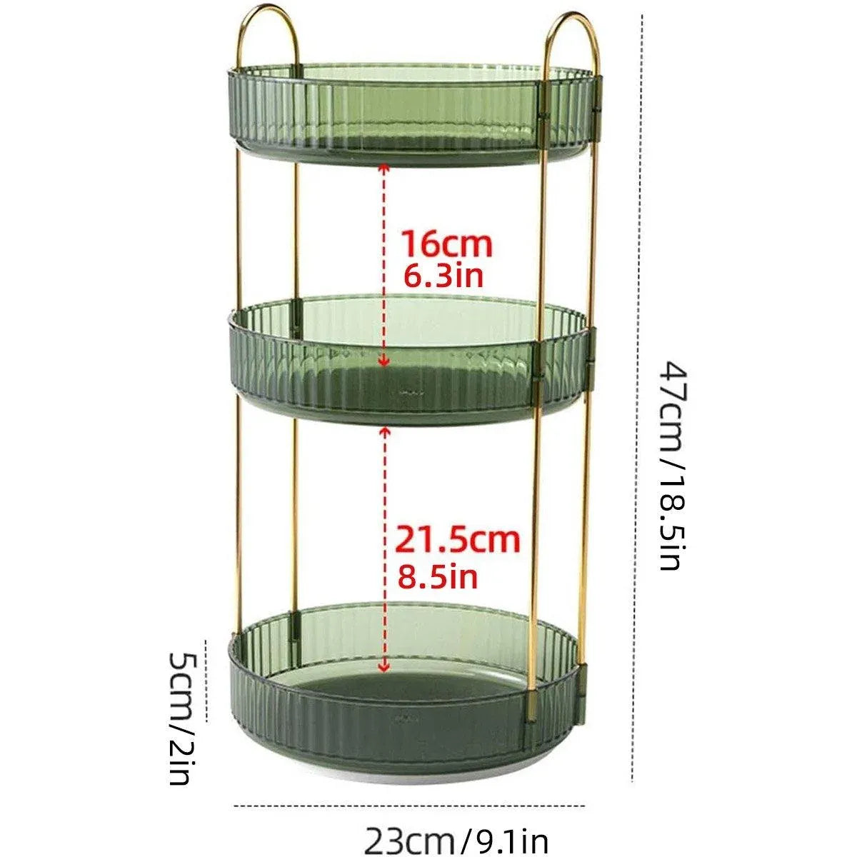 Rotating Cosmetic Organiser Home Storage Shelf Box for Makeup and Beauty Product - Green
