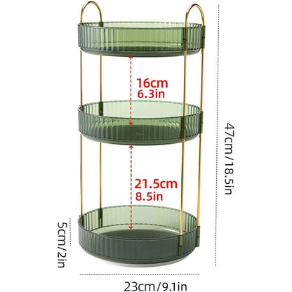 Rotating Cosmetic Organiser Home Storage Shelf Box for Makeup and Beauty Product - Green