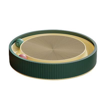 Cat Scratcher Lounge Bed Toy 40cm Round Foldable Cardboard Pad with Ball Track - Blue