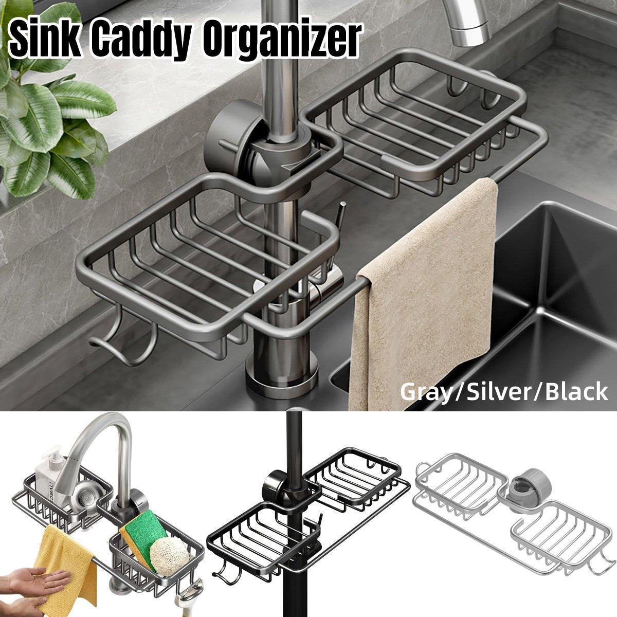 Multifunctional Faucet Shelf Kitchen Storage Sink Draining Basket Household Rack - Black