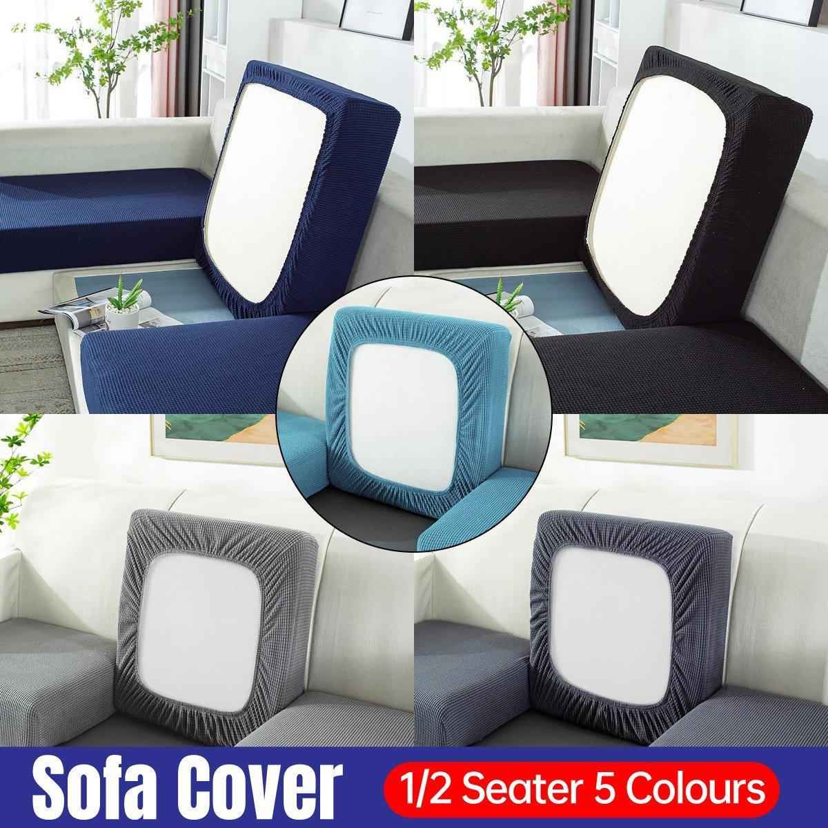 Stretch Sofa Slipcover 4 Seasons Universal Couch Protector Elastic Fabric Cover - Double-Black