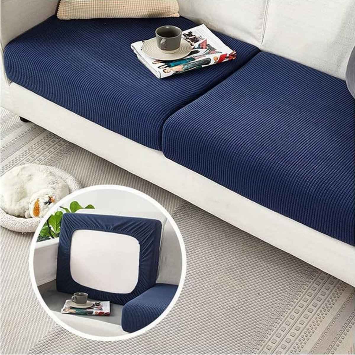 Stretch Sofa Slipcover 4 Seasons Universal Couch Protector Elastic Fabric Cover - Double-Black