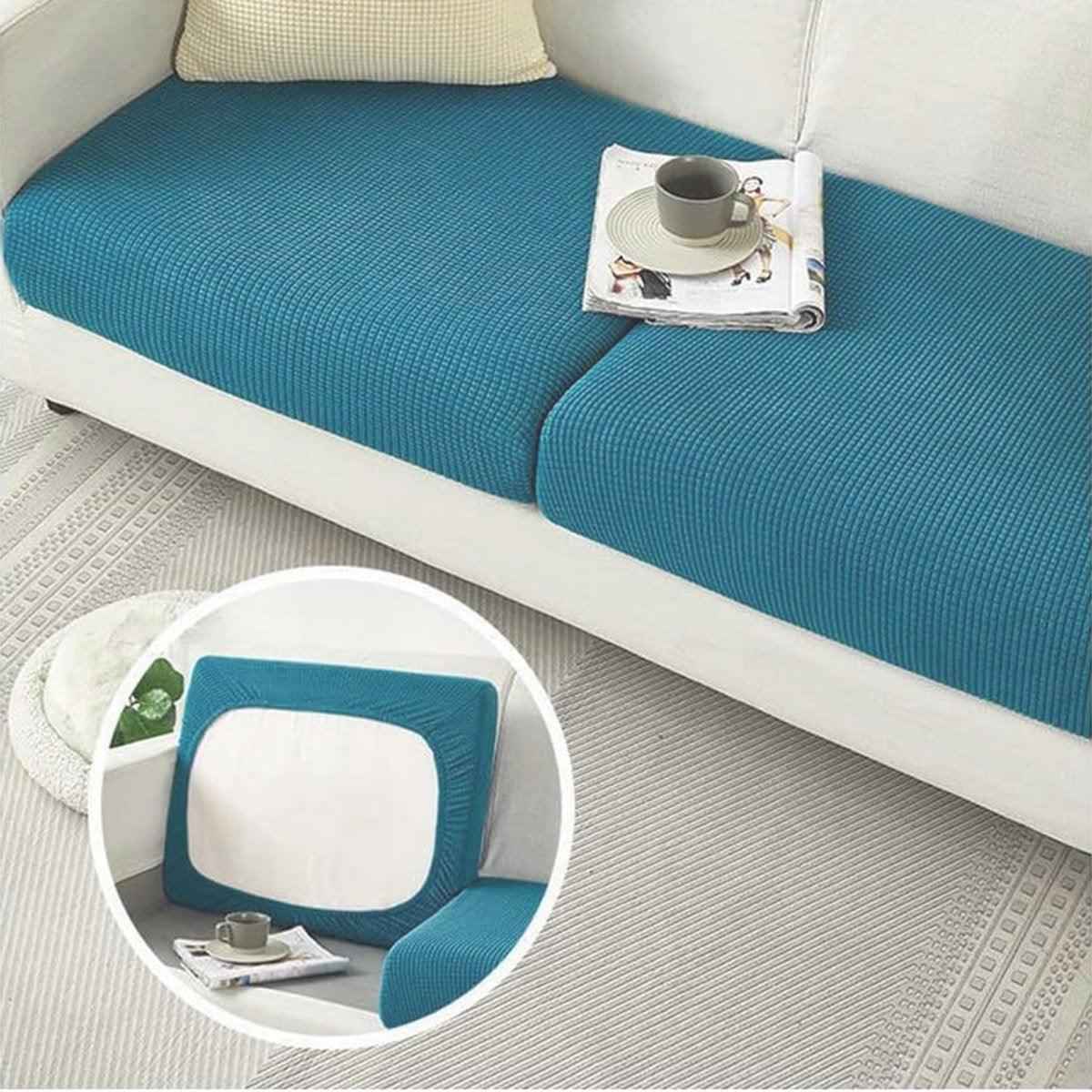 Stretch Sofa Slipcover 4 Seasons Universal Couch Protector Elastic Fabric Cover - Double-Black