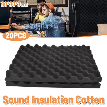 Black Egg-Crate Wall Panel Set 30 x 30 x 3 cm - 20 Pieces