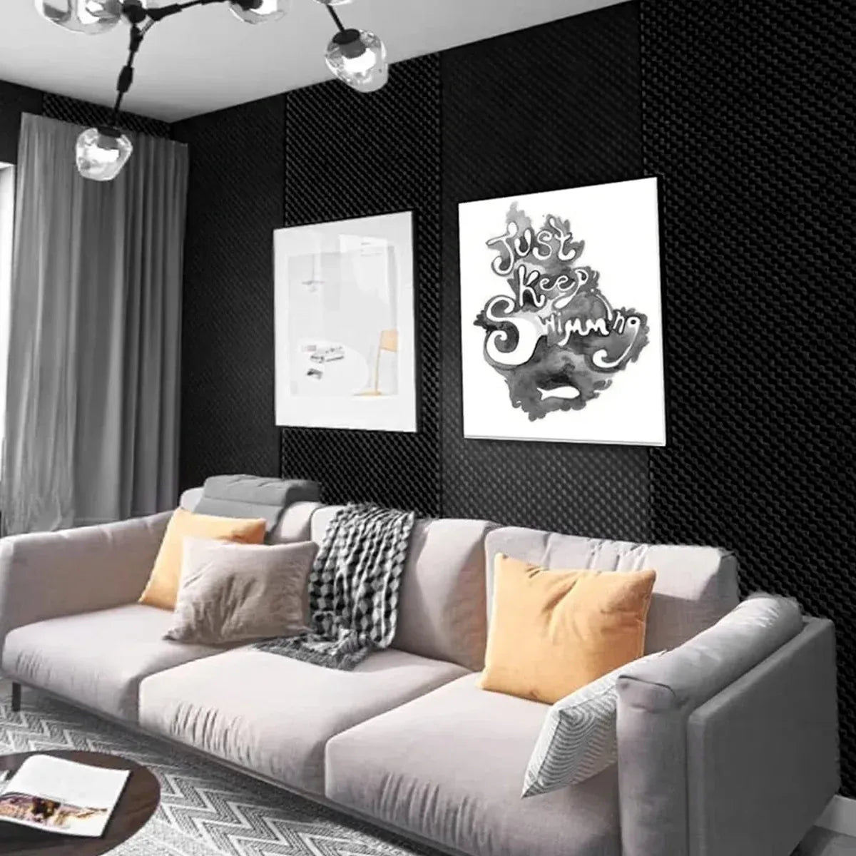 Black Egg-Crate Wall Panel Set 30 x 30 x 3 cm - 20 Pieces