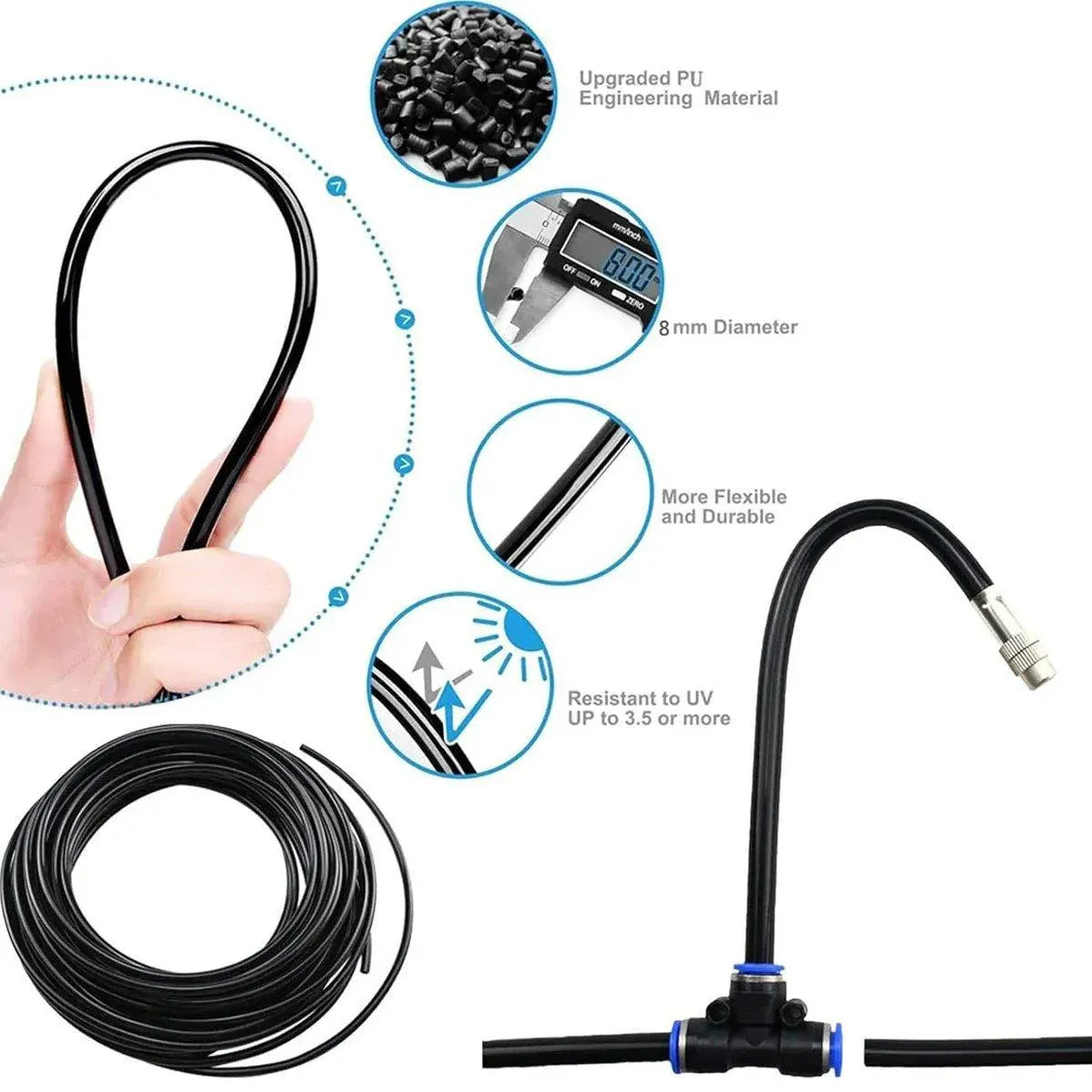 5M 10M 20M Garden Watering System Adjustable Spray Irrigation Hose Sprinkler - 5m