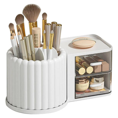 Rotating Cosmetic Pen Holder Dustproof Waterproof Storage Box Sanitary Organizer - White