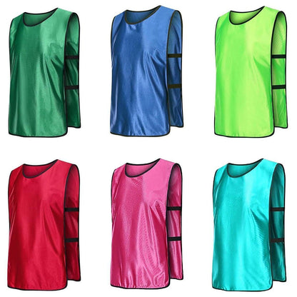 6X Sports Training Bibs Soccer Vests Group Team Bibs Basketball Cricket Football - Pink-L