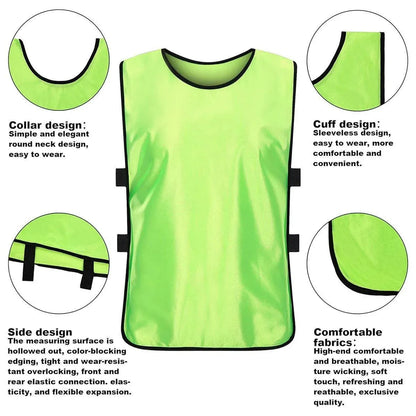 6X Sports Training Bibs Soccer Vests Group Team Bibs Basketball Cricket Football - Pink-L