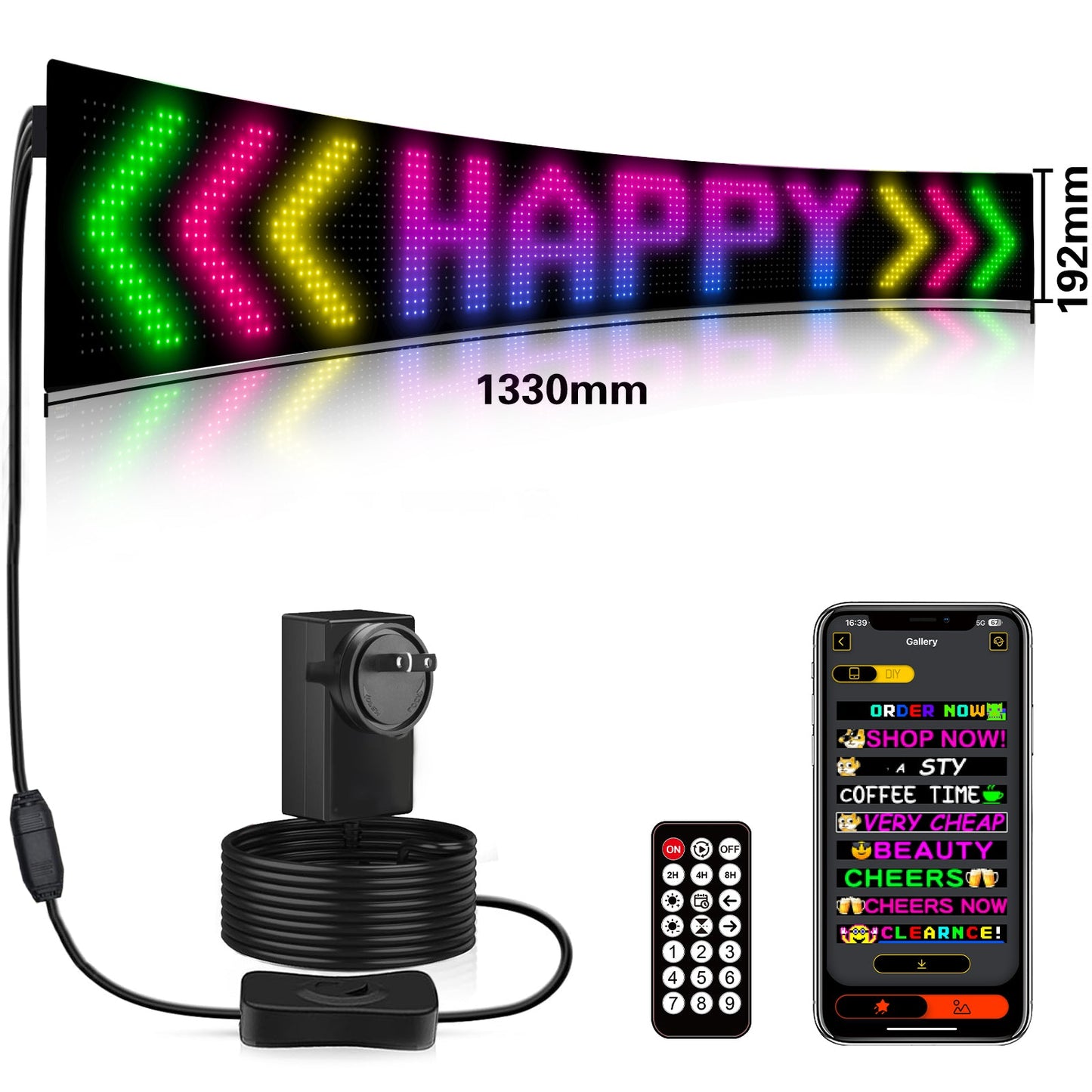 Programmable LED Matrix Panel Flexible Screen IP65 with APP Control 192*1330mm
