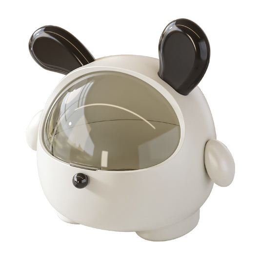 2PCS Black-Eared Cute Puppy Desktop Bin with Lid - Mini Trash Can & Storage Organiser - Kawaii Office Decor for Vanity & Home Office