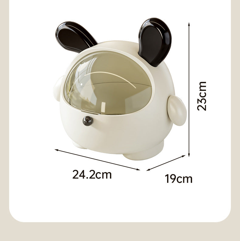 2PCS Black-Eared Cute Puppy Desktop Bin with Lid - Mini Trash Can & Storage Organiser - Kawaii Office Decor for Vanity & Home Office