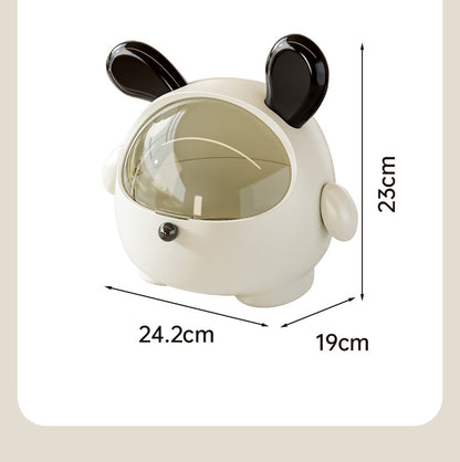 2PCS Black-Eared Cute Puppy Desktop Bin with Lid - Mini Trash Can & Storage Organiser - Kawaii Office Decor for Vanity & Home Office