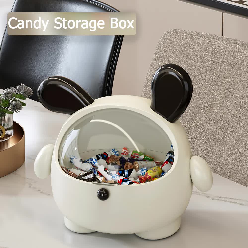 2PCS Black-Eared Cute Puppy Desktop Bin with Lid - Mini Trash Can & Storage Organiser - Kawaii Office Decor for Vanity & Home Office