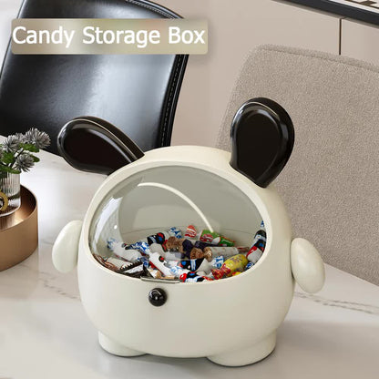 2PCS Black-Eared Cute Puppy Desktop Bin with Lid - Mini Trash Can & Storage Organiser - Kawaii Office Decor for Vanity & Home Office